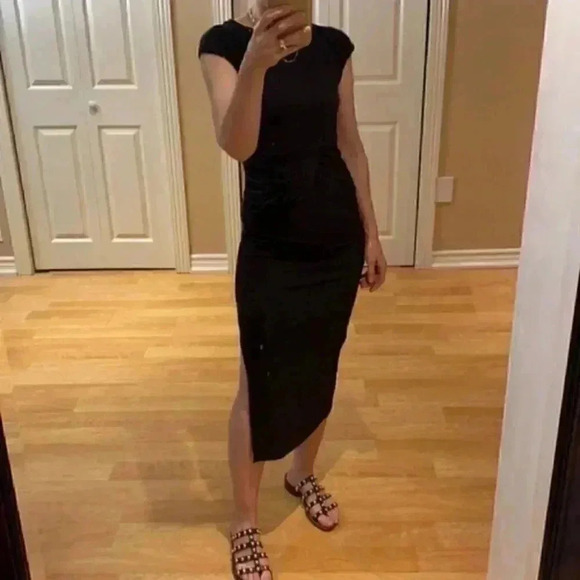 Buffalo David Bitton Bon Chic Maxi Dress Midi Charcoal Grey Black Size XS NWT - Picture 7 of 13